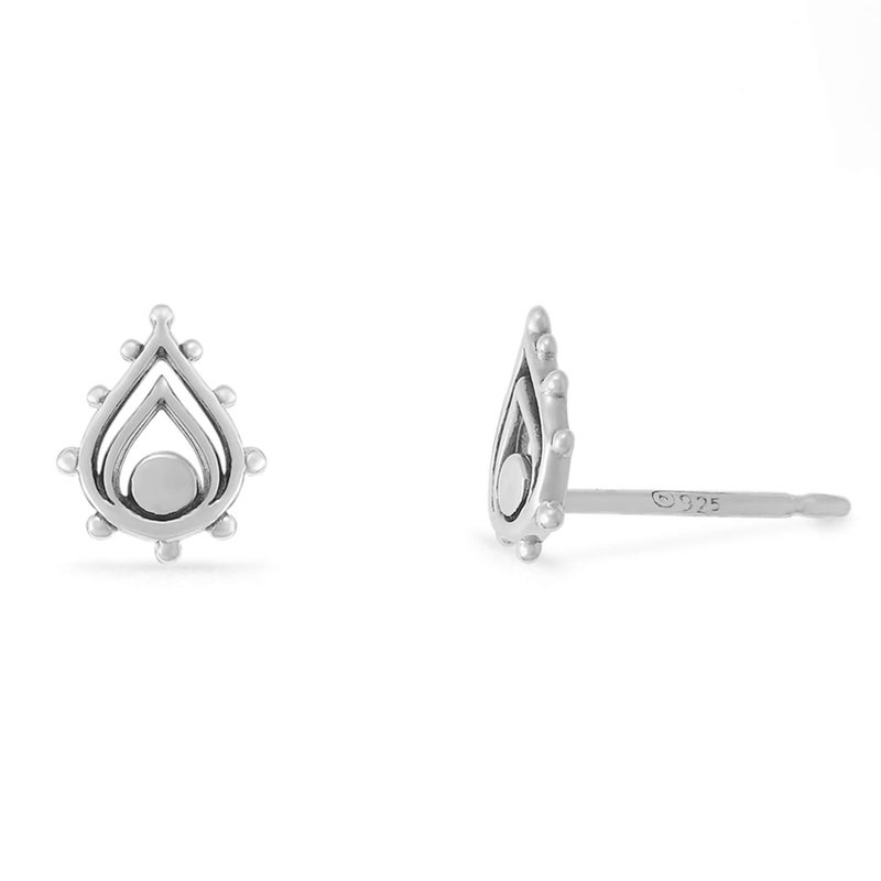 Boma Jewelry Sterling Silver Balinese Tribal Boho Teardrop Stud Earrings - Image 2